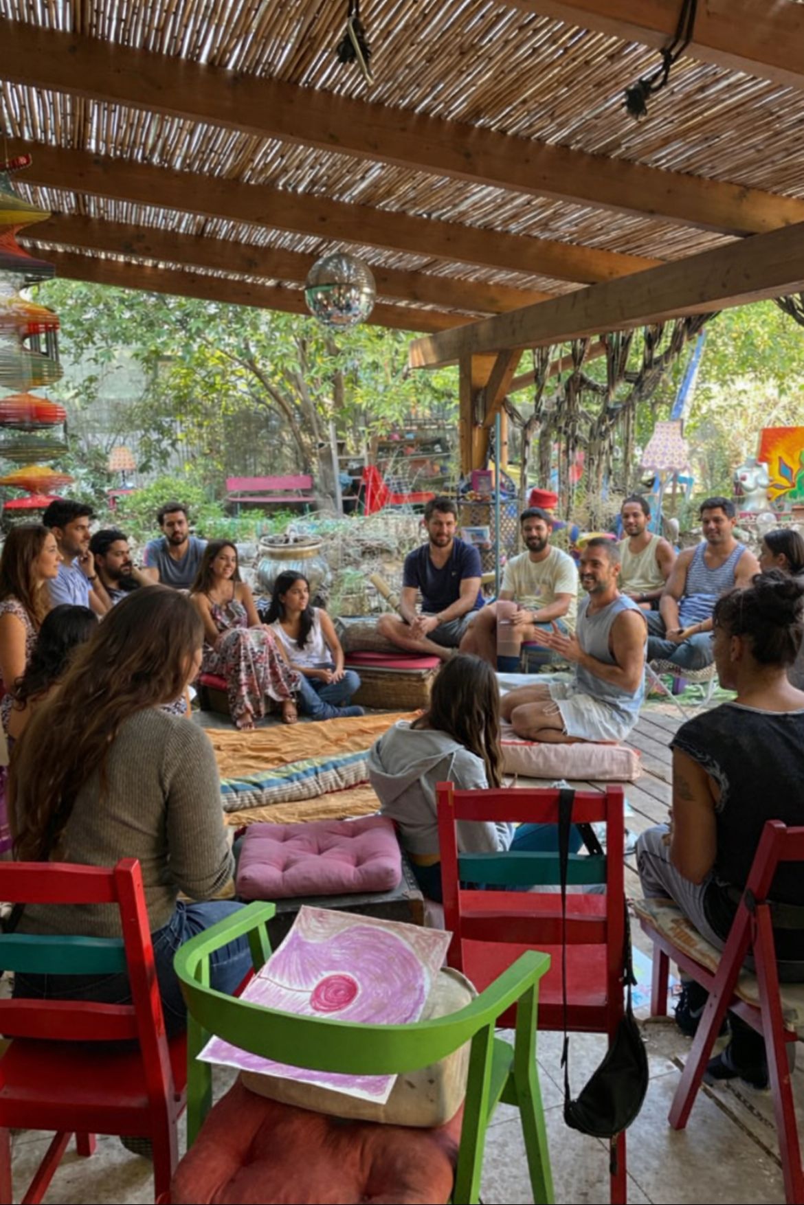Outdoor group circle facilitation session